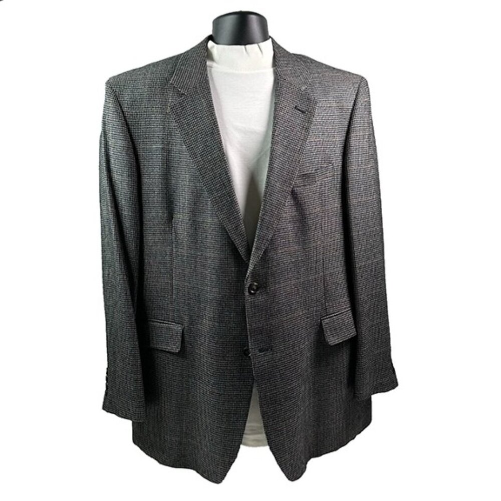Silk/Wool Jos. A. Bank Gray Houndstooth Sport Coat 46L  BARGAIN for Christmas